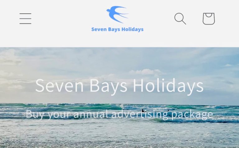 Shopify home page seven bays holidays