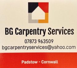 BG Carpentry services logo seven bays holidays local services trades Cornwall