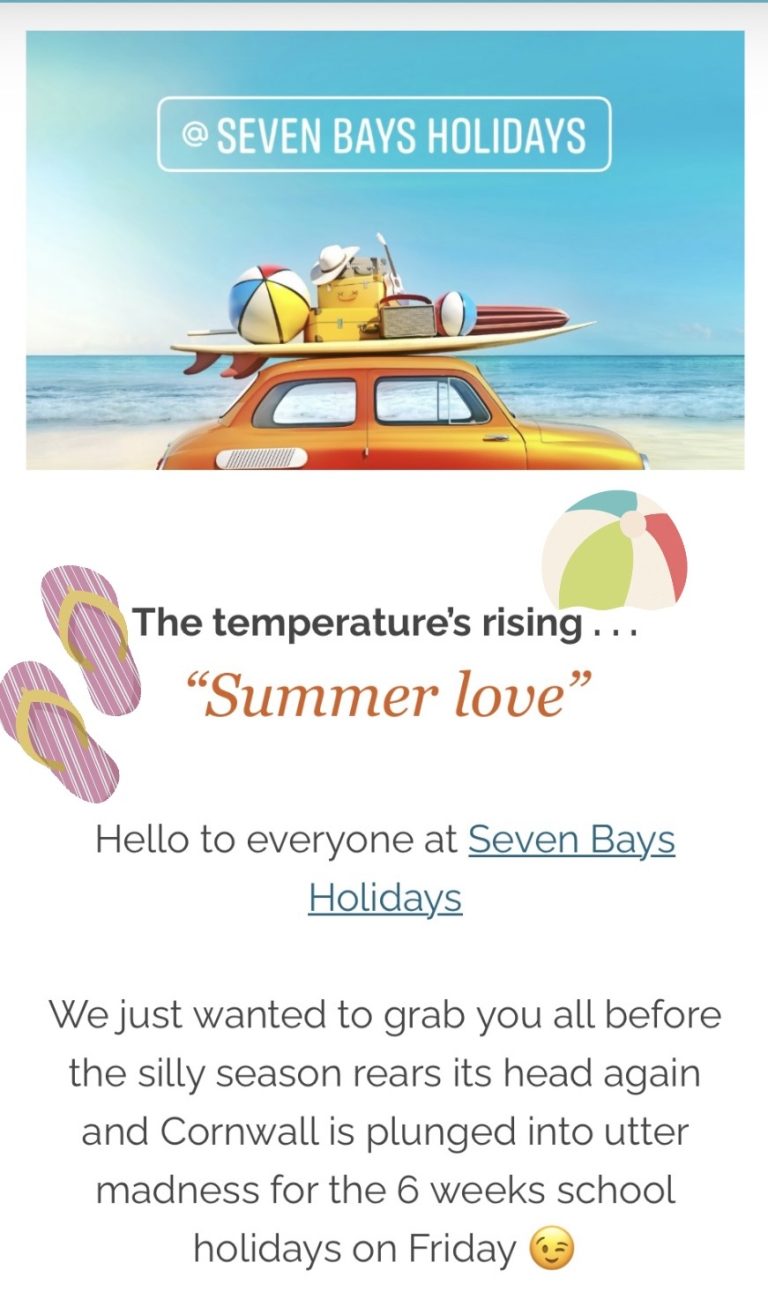 Seven bays holidays July summer newsletter blog post